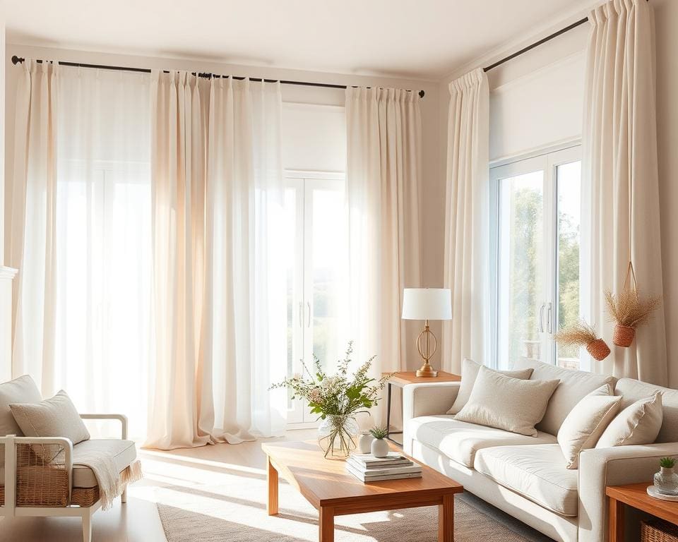 Como renovar sua sala com cortinas de linho leves