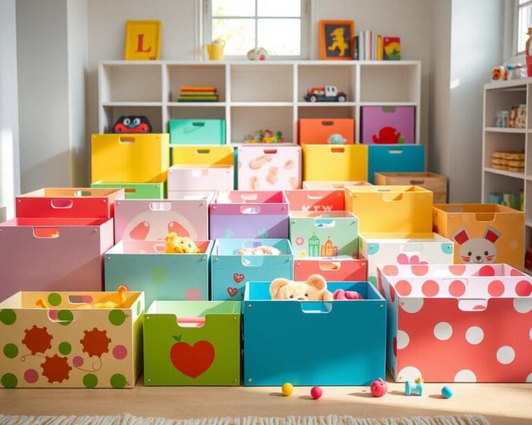 Estilo e organização: Use caixas para guardar brinquedos