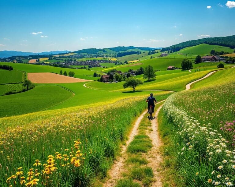 Roteiros de bicicleta pelos campos verdes da Europa