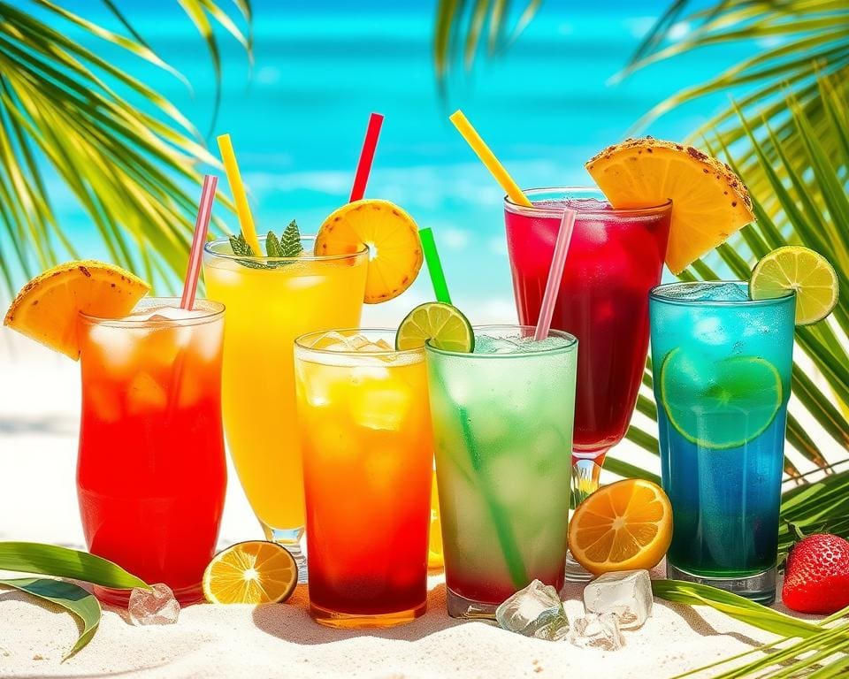 variedades de refrescos tropicais