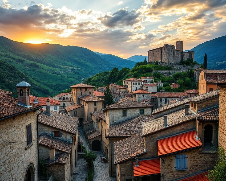 Explorando cidades medievais nas montanhas italianas