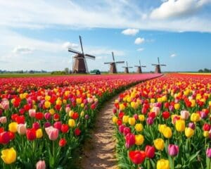 Visite os campos de tulipas na primavera na Holanda