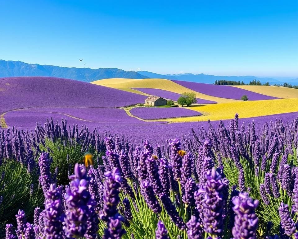 características dos campos de lavanda