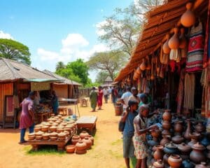 Mercados de artesanato autênticos em vilarejos africanos