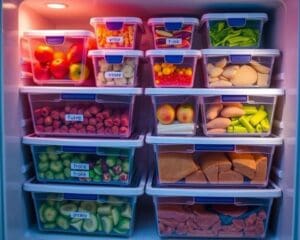Mantenha o freezer organizado com caixas empilháveis