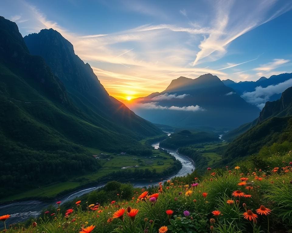 paisagens montanhosas na Ásia